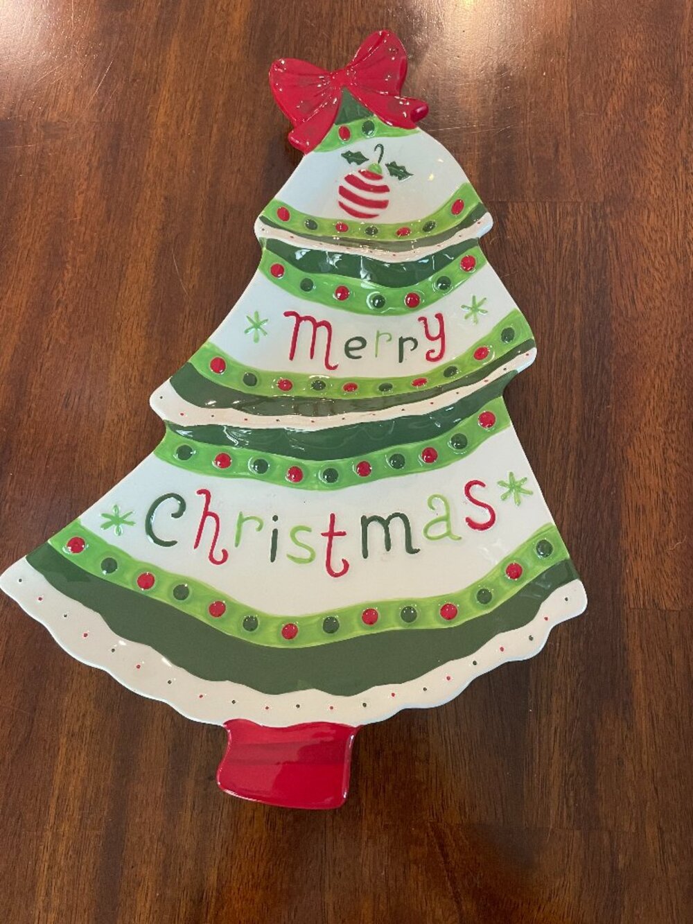 Burton Merry & Bright Christmas Tree Holiday Plate 2008 Ceramic 13" x 9"